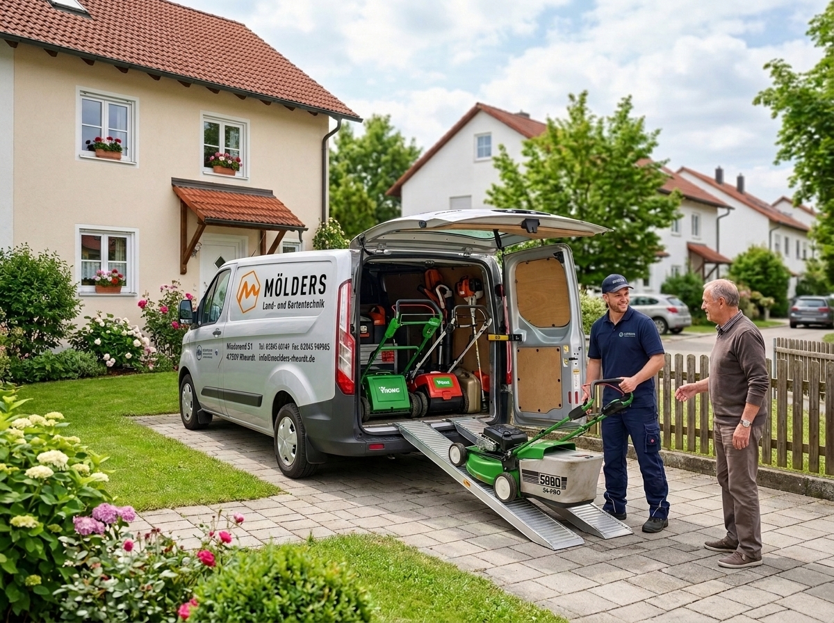 Abhol- und Bringservice von Gartengeräten (Symbolbild KI-generiert)